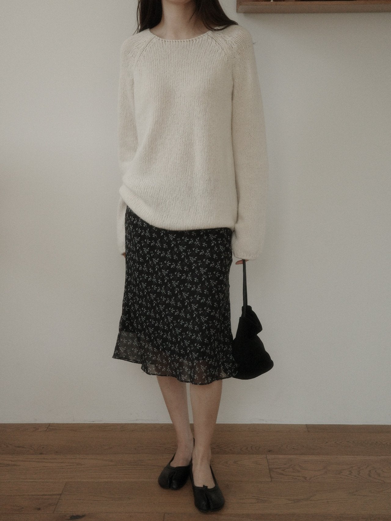 Floral Print Chiffon Midi Skirt
