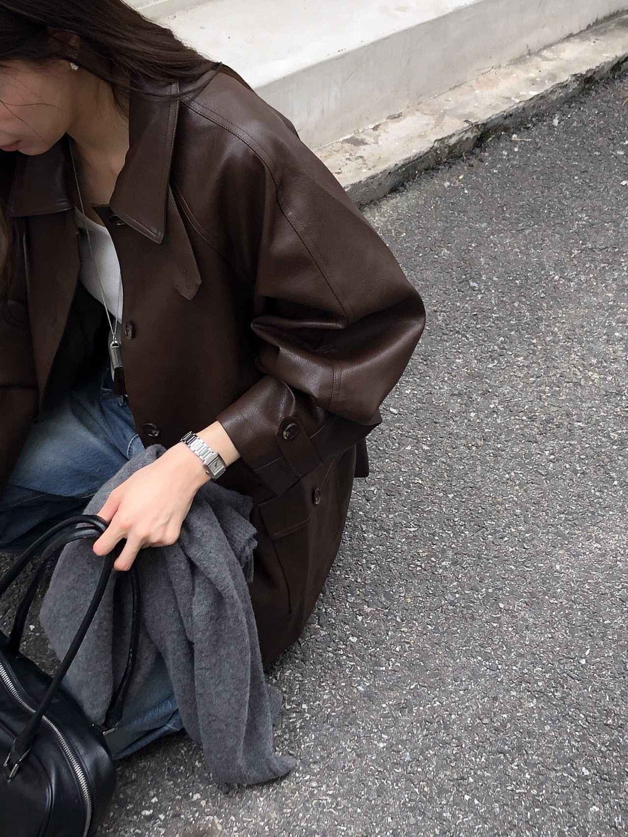 Oversized Faux Leather Jacket