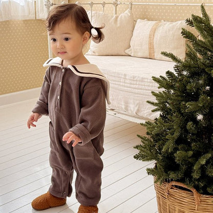 Cozy Sailor Collar Fleece Baby Romper