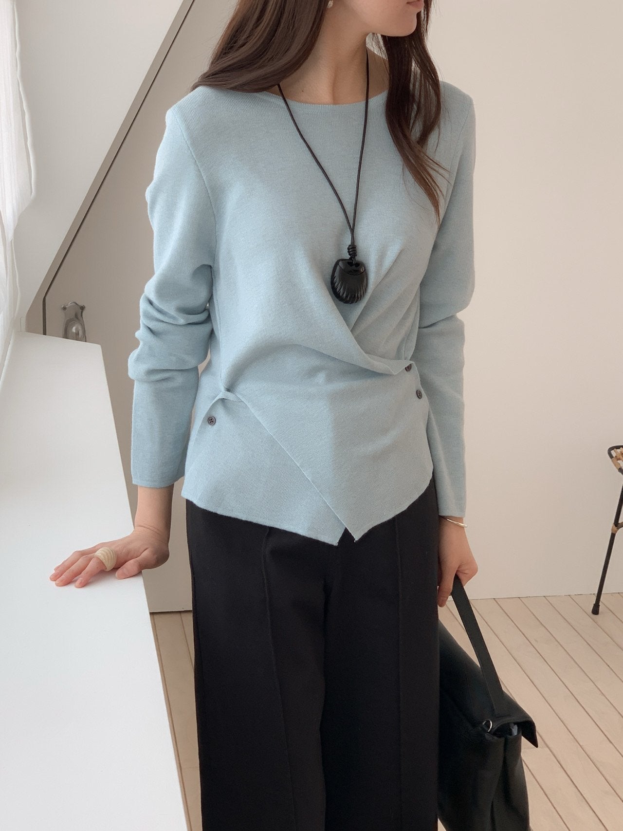 Asymmetrical Wrap Knit Top
