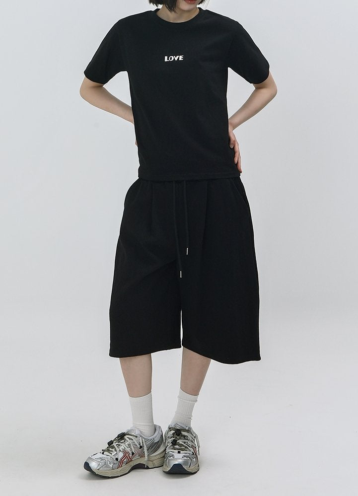 Wide Leg Sweat Bermuda Shorts