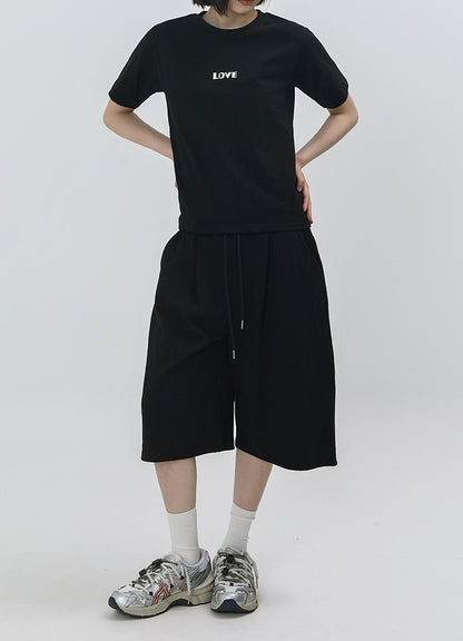 Wide Leg Sweat Bermuda Shorts
