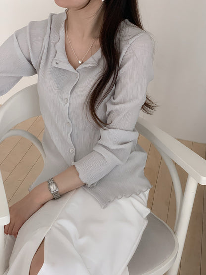 Soft Ripple Button Cardigan