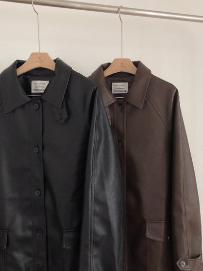 Oversized Faux Leather Jacket