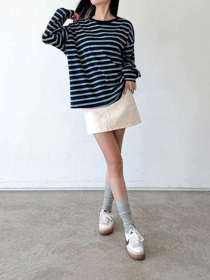 Classic Stripe Oversized Long Sleeve Tee
