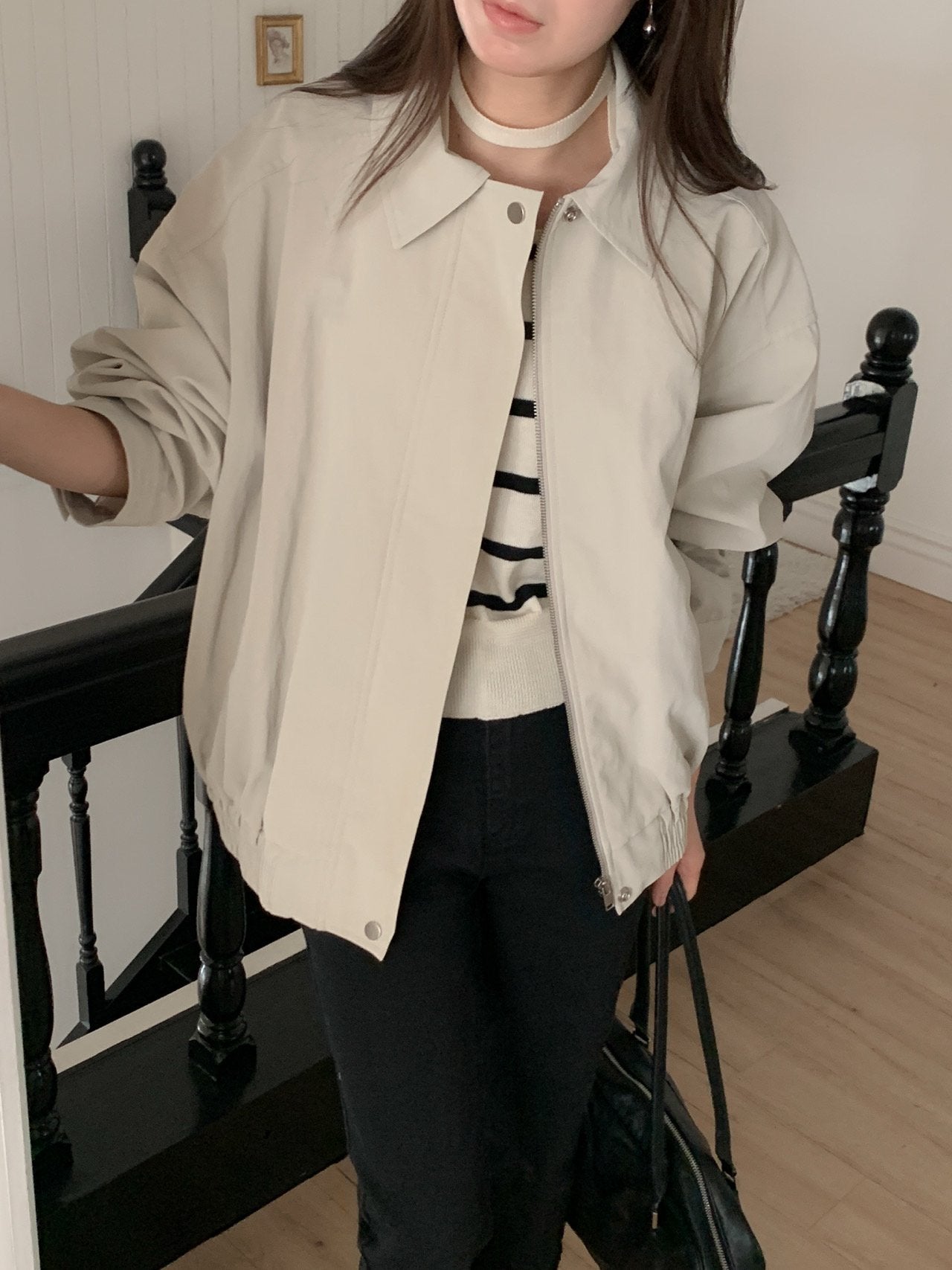 Ribbed Blouson Jacket