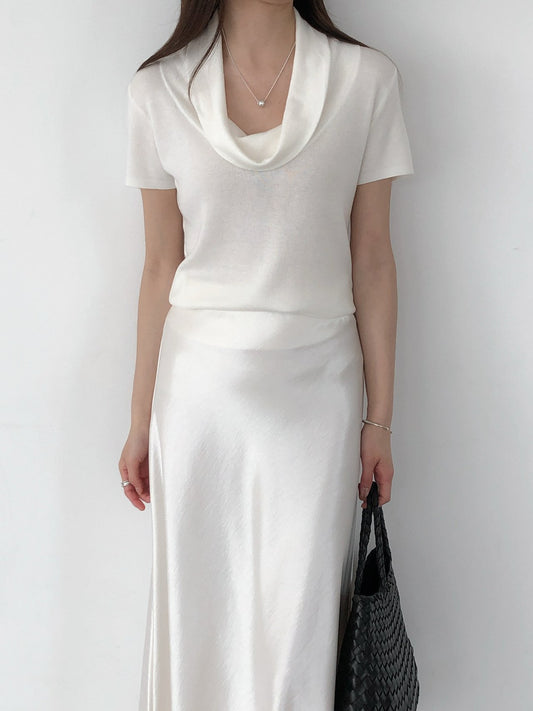 Soft Drape Cowl Neck Knit Top