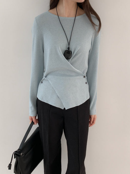 Asymmetrical Wrap Knit Top