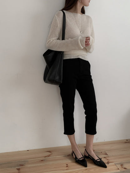 Black Straight-Leg Cropped Pants