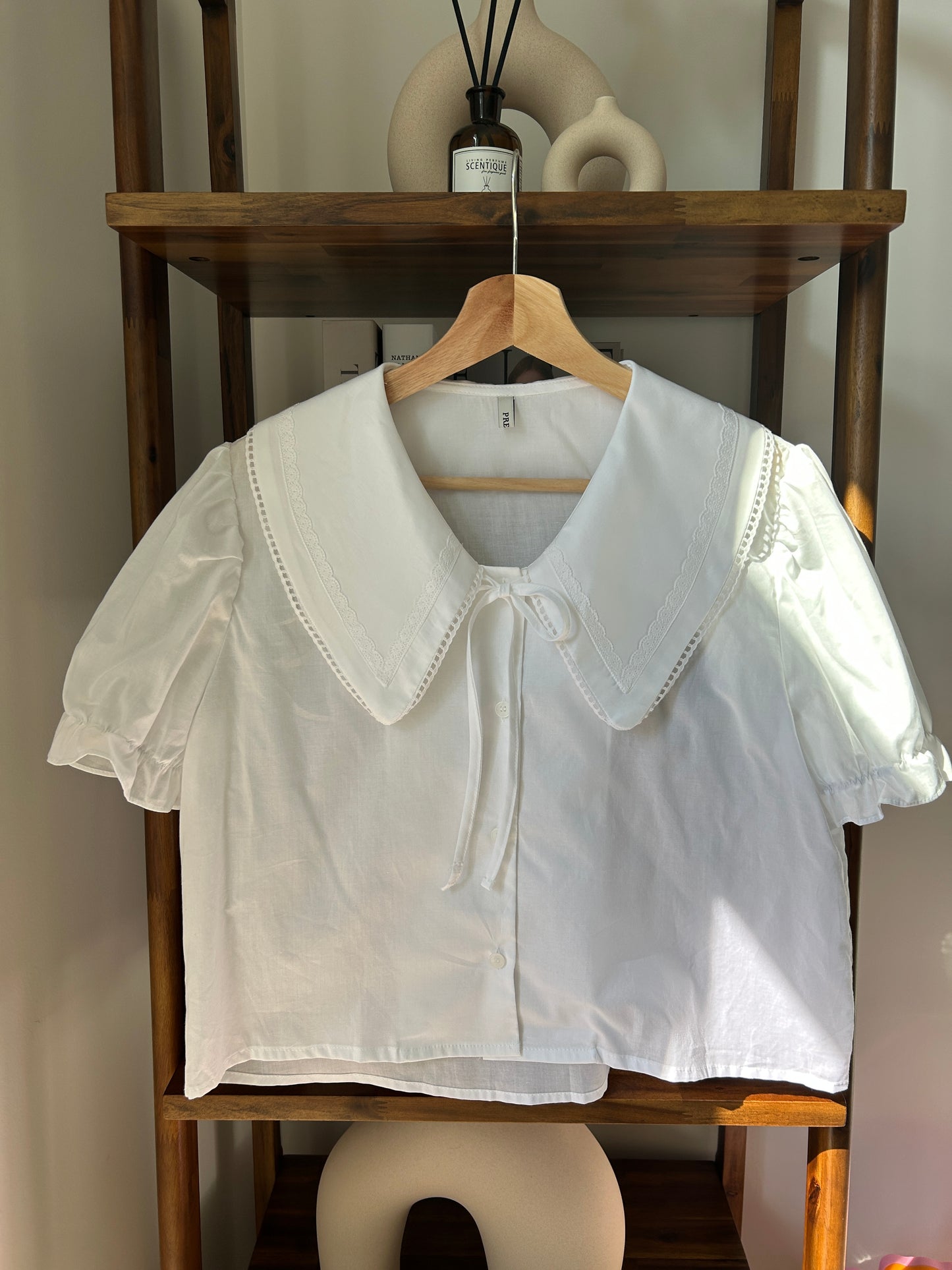 White Lace Collar Blouse