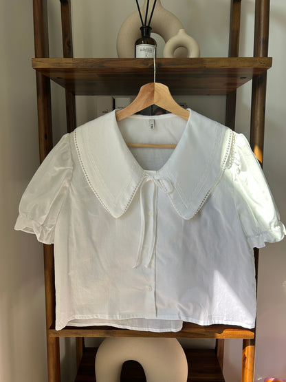 White Lace Collar Blouse