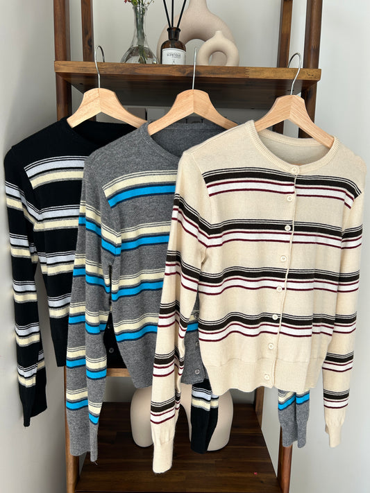 Striped Cashmere Cardigan