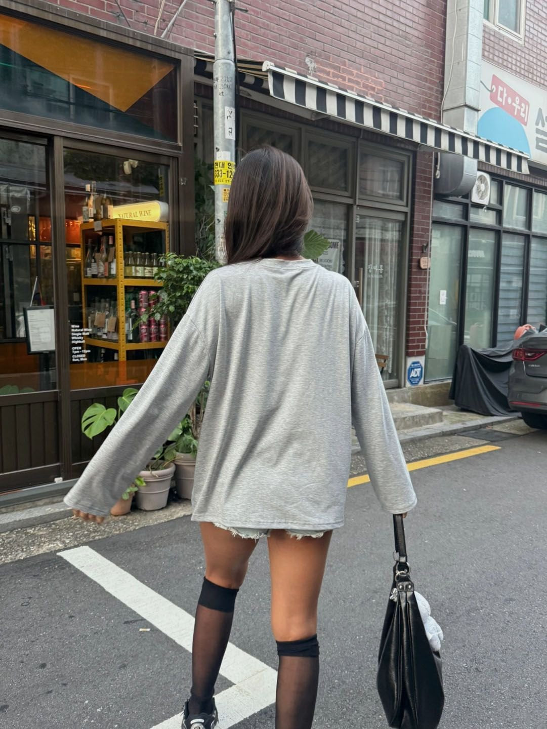 Cozy Brushed Fleece Long-Sleeve Oversized Tee