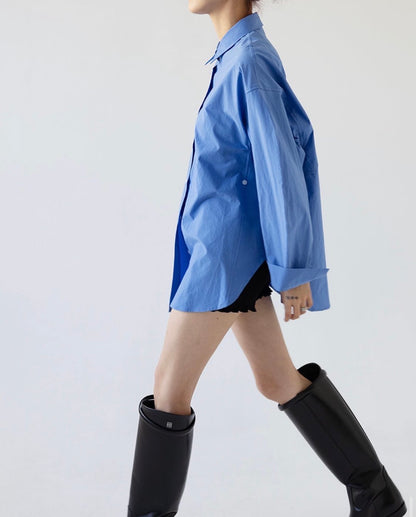 Oversized Utility Back Button Shirt