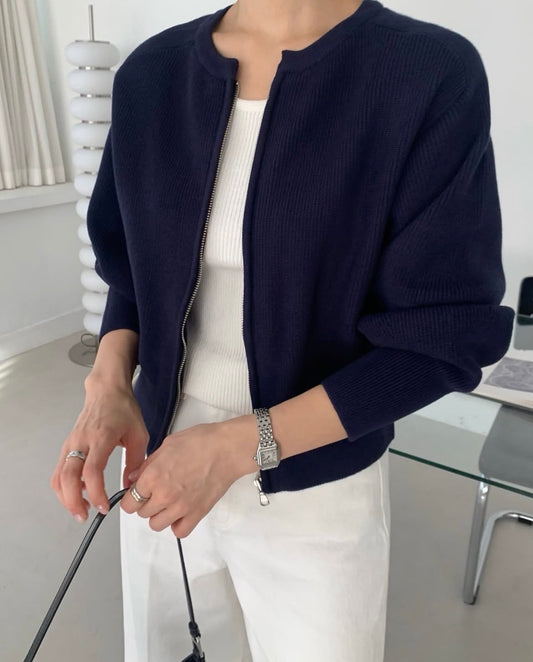 Classic Knit Zip Cardigan