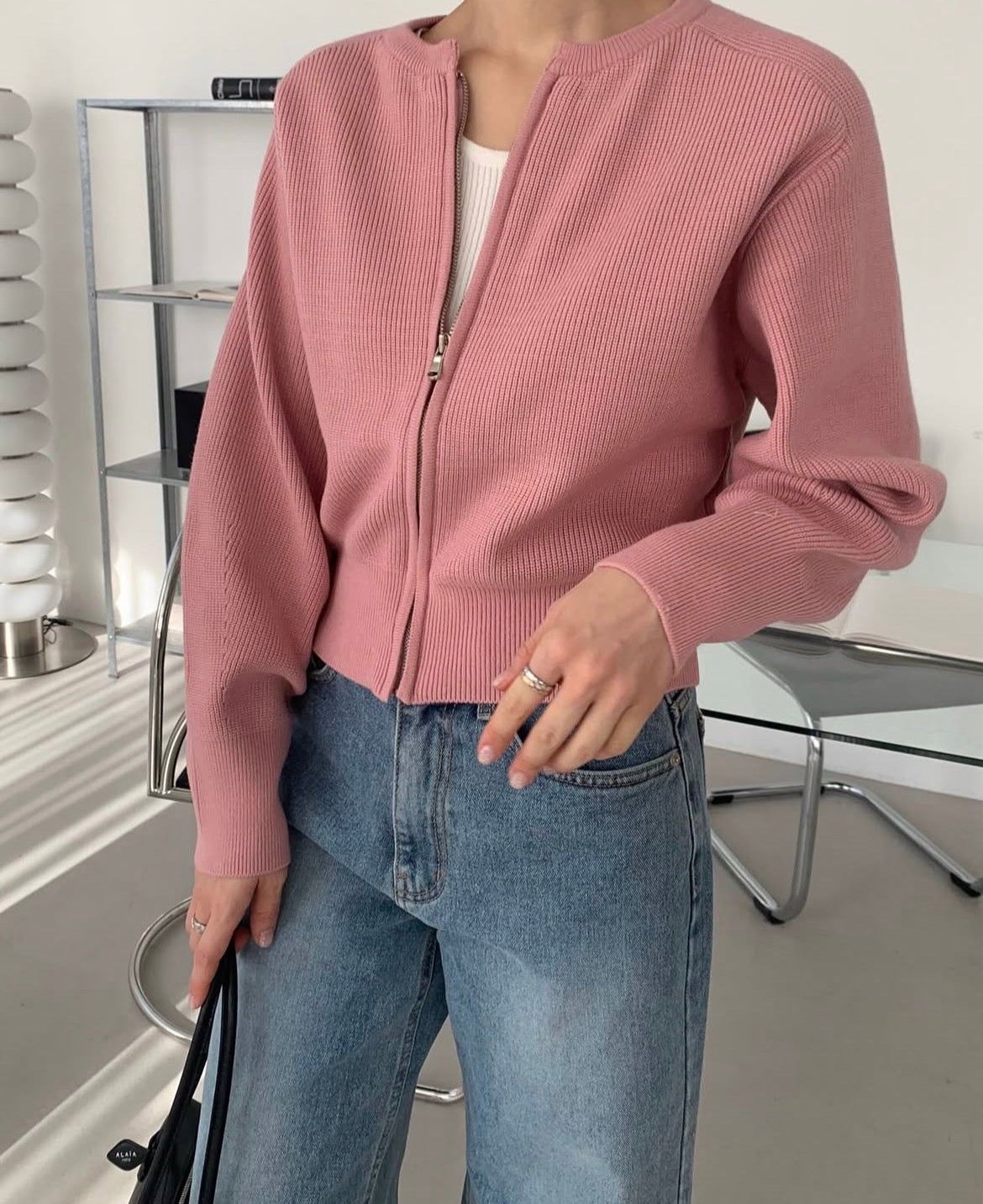 Classic Knit Zip Cardigan