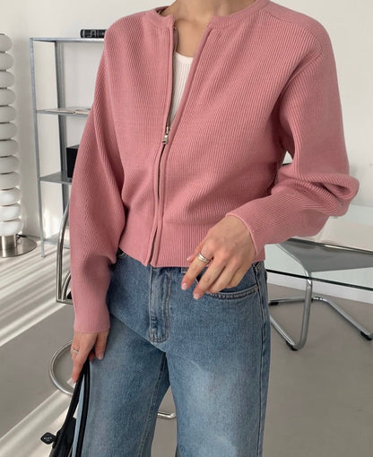 Classic Knit Zip Cardigan