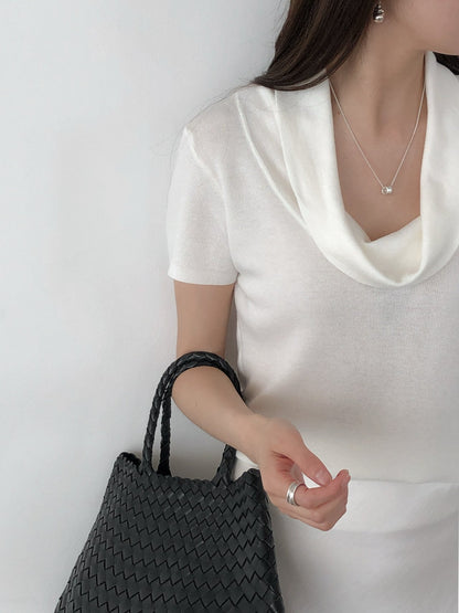 Soft Drape Cowl Neck Knit Top