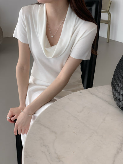 Soft Drape Cowl Neck Knit Top
