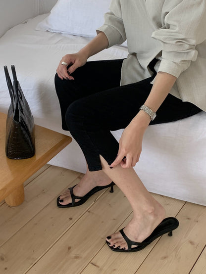 Black Straight-Leg Cropped Pants