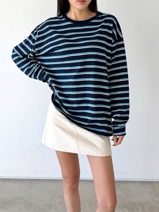 Classic Stripe Oversized Long Sleeve Tee