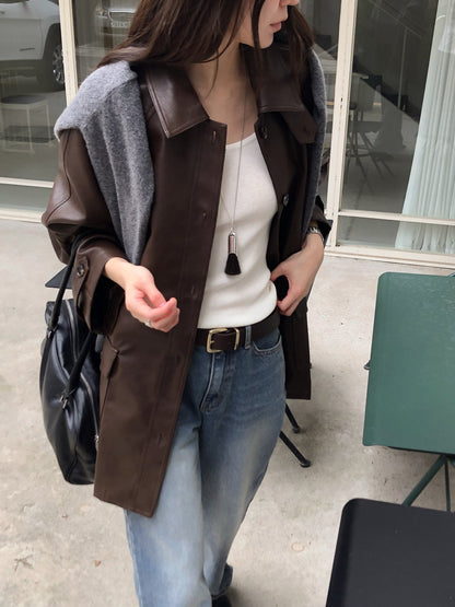 Oversized Faux Leather Jacket