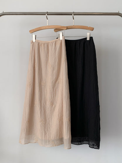Floral Embroidery Long Skirt