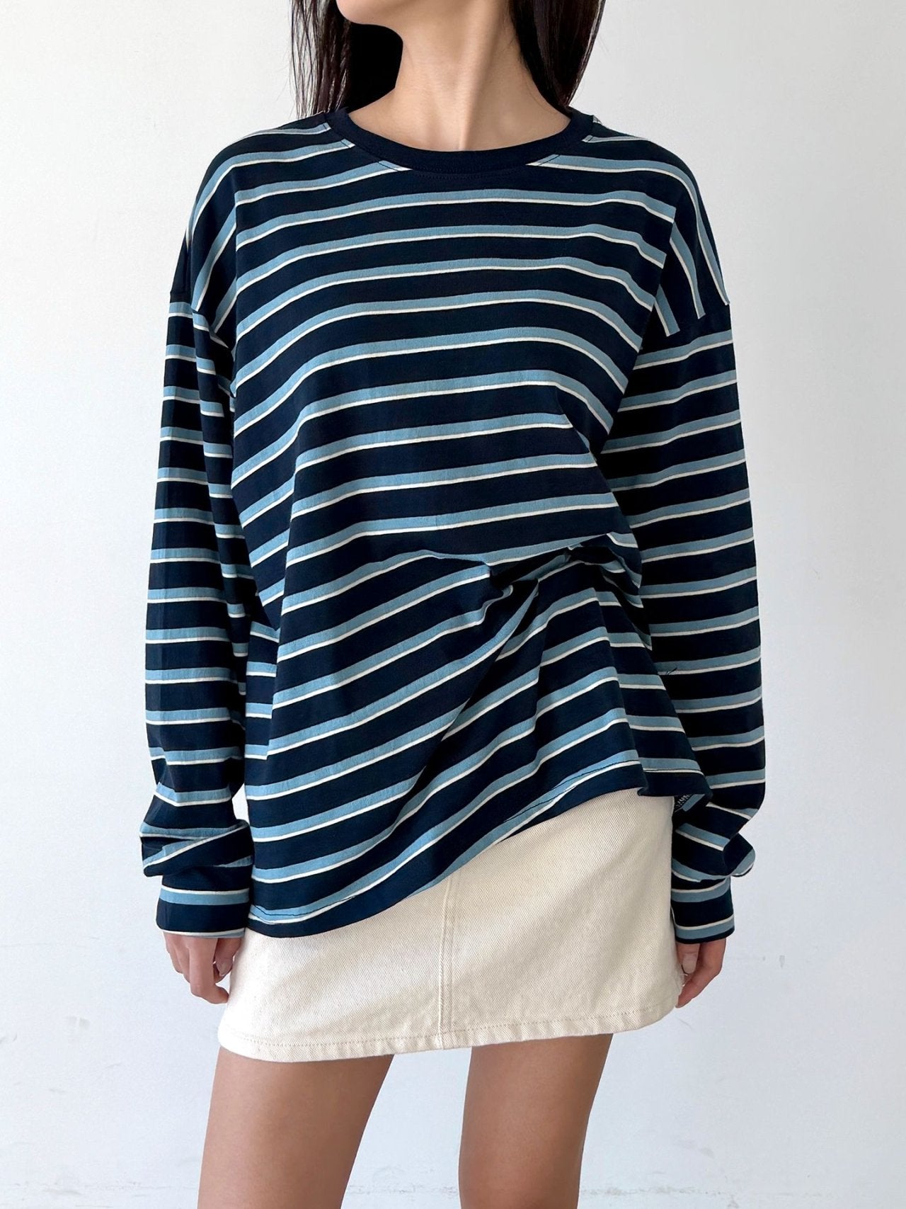 Classic Stripe Oversized Long Sleeve Tee