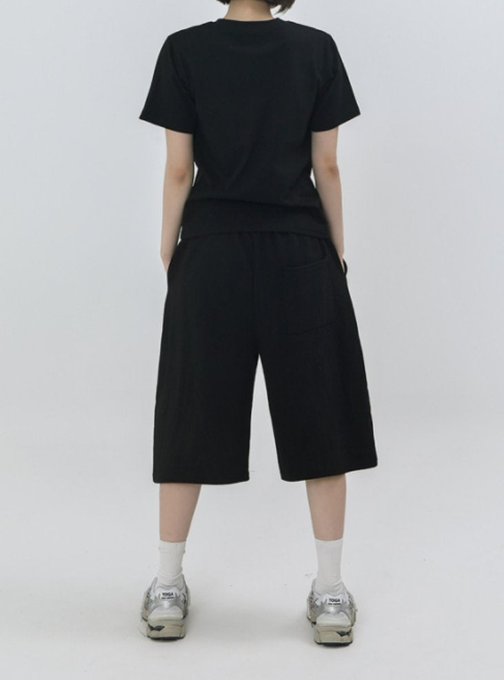Wide Leg Sweat Bermuda Shorts