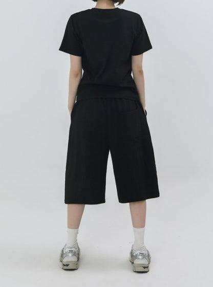 Wide Leg Sweat Bermuda Shorts