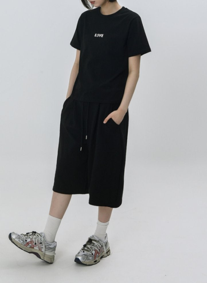 Wide Leg Sweat Bermuda Shorts