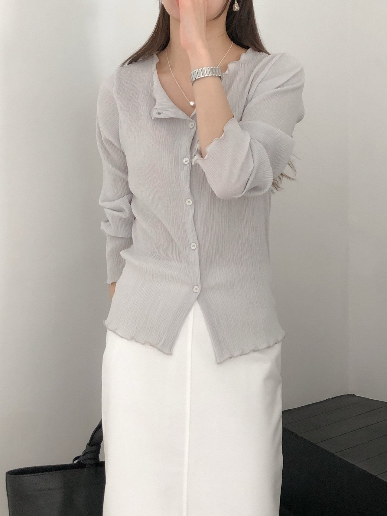 Soft Ripple Button Cardigan