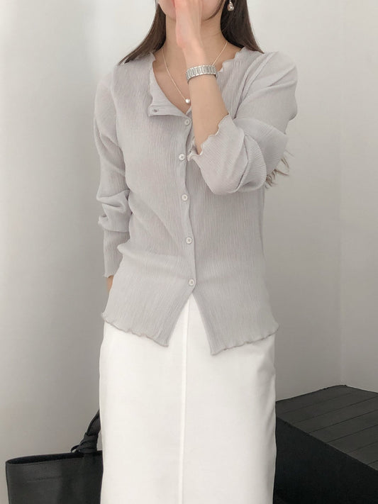 Soft Ripple Button Cardigan