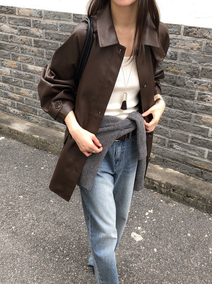 Oversized Faux Leather Jacket