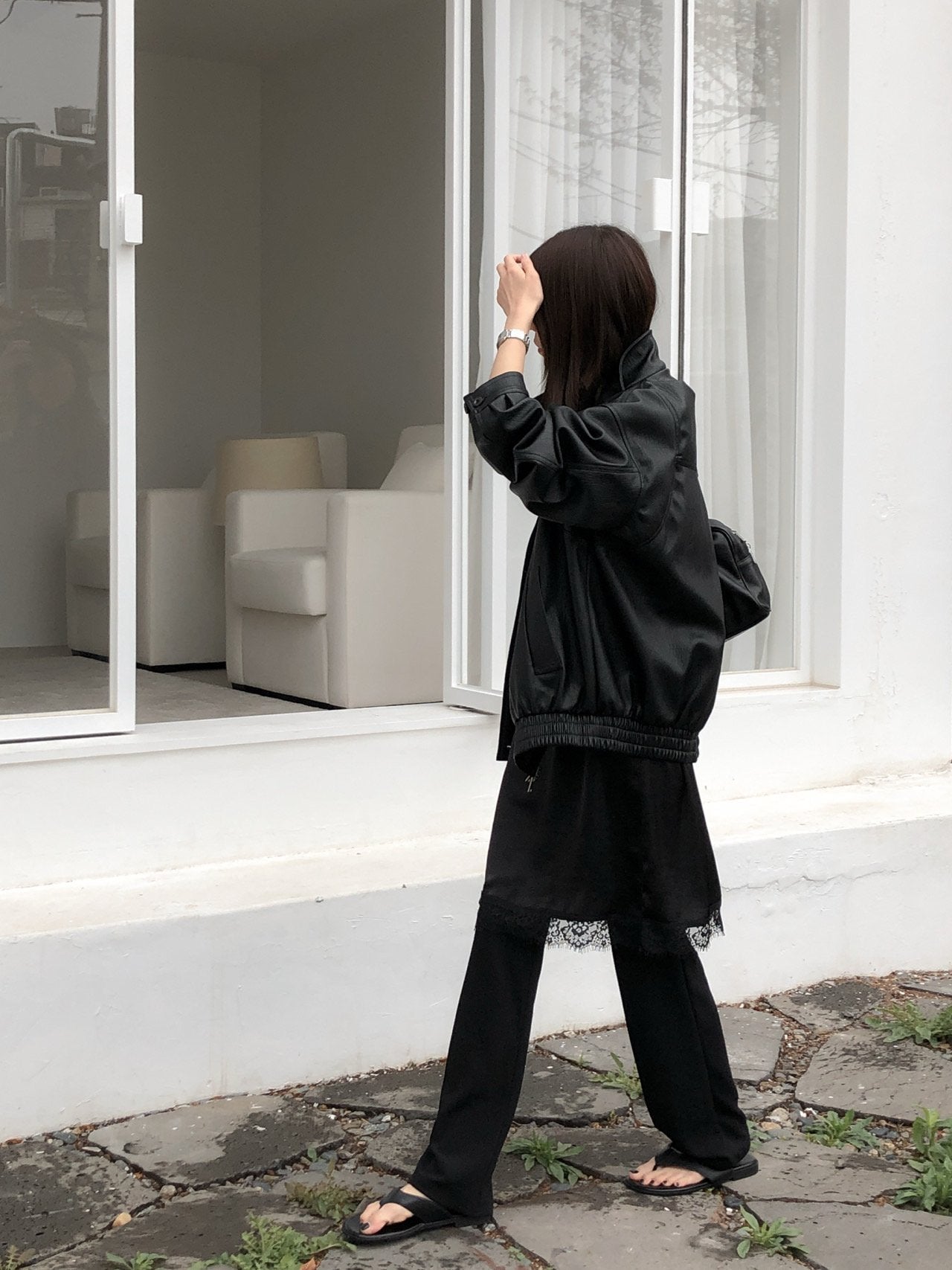 Faux Leather Bomber Jacket