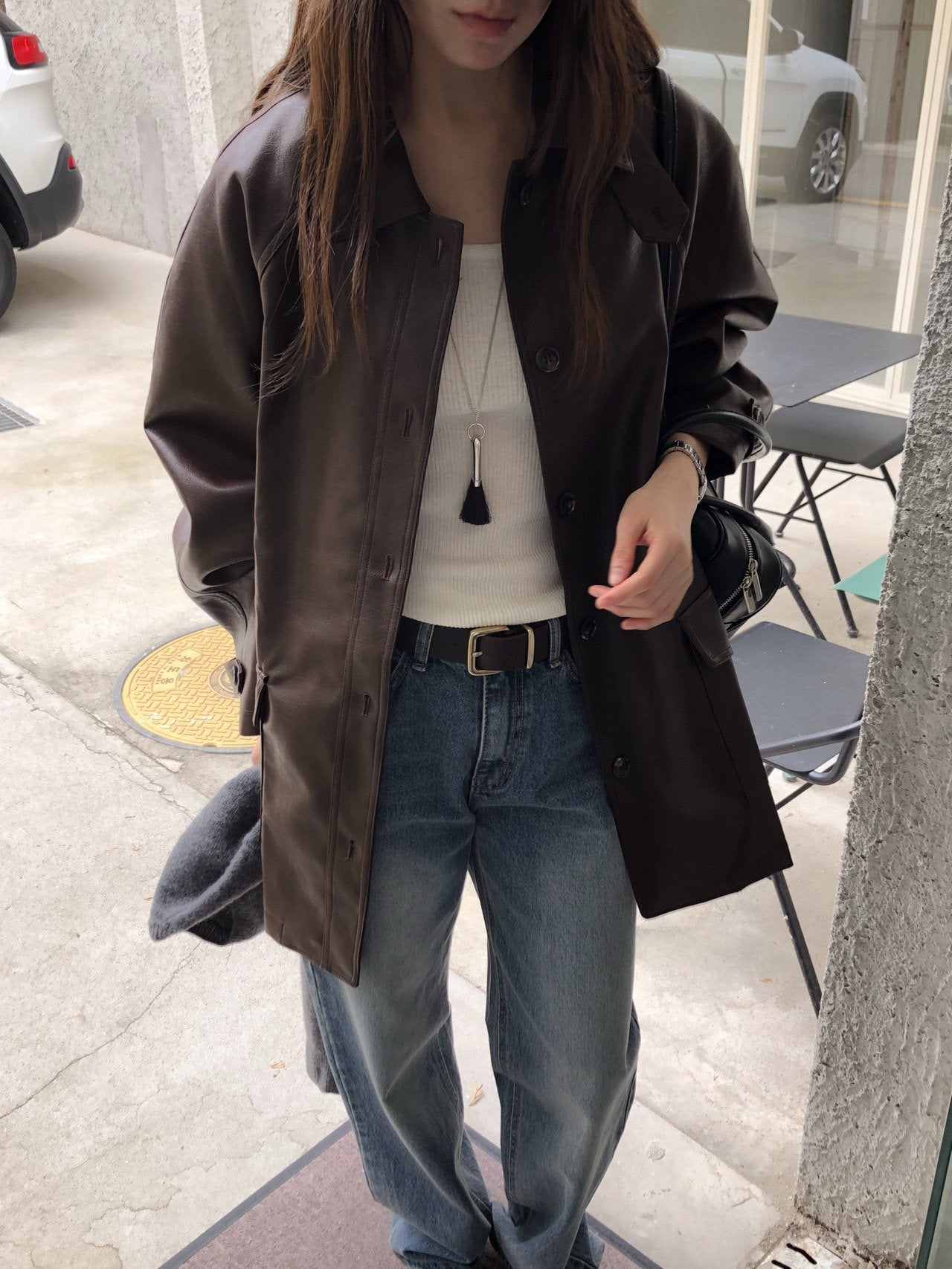 Oversized Faux Leather Jacket