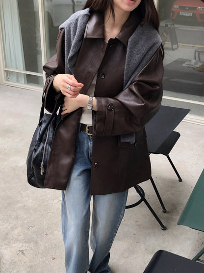 Oversized Faux Leather Jacket