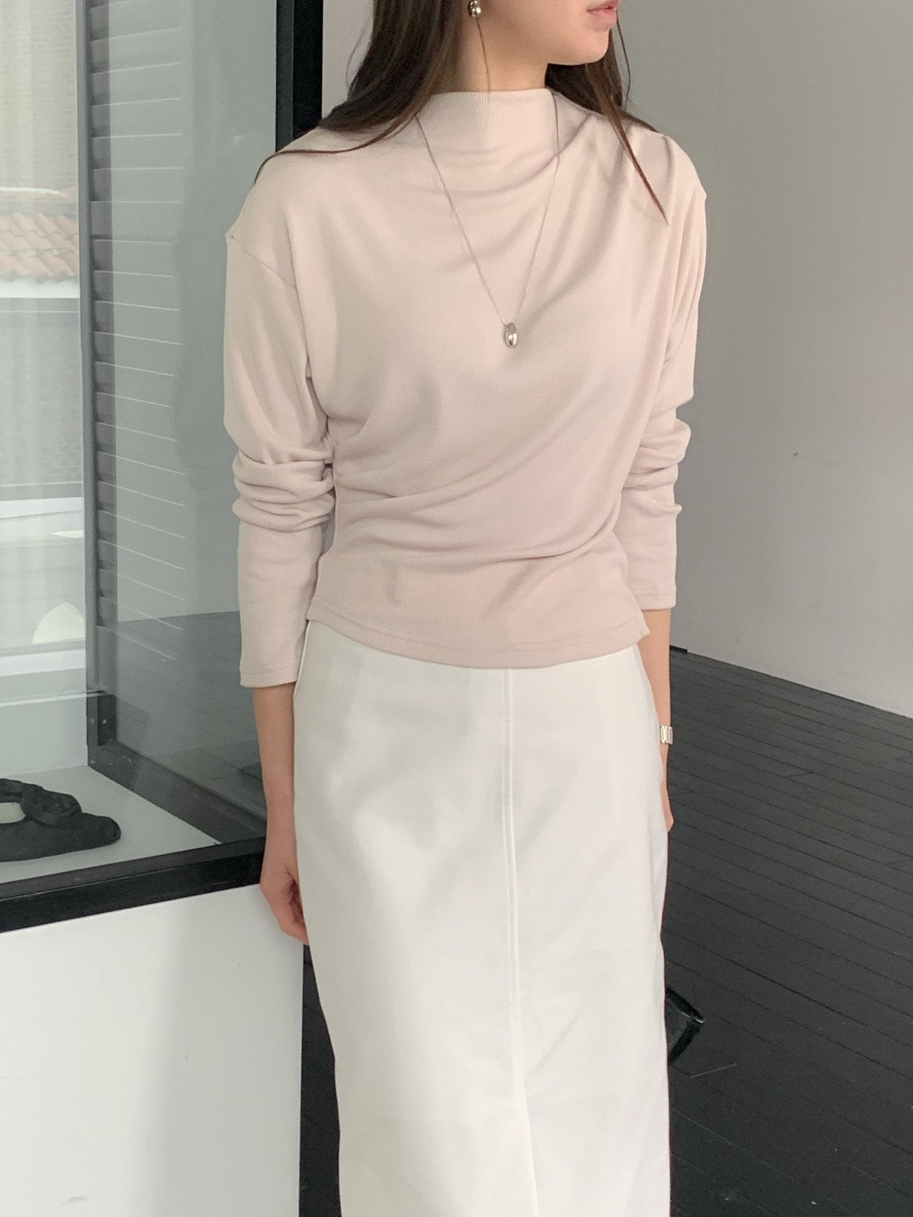 Soft Drape Mock Neck Top